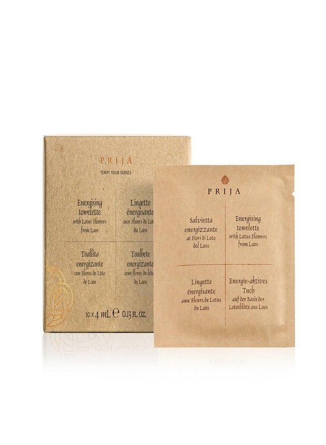 Prija Towelette Gift Pack with Lotus Flowers (Includes 10 wipes) - Energizing, Moisturizing and Sanitizing - Dermatologically Tested - 100% Natural Viscose - 100% Recycled Paper - Image 1